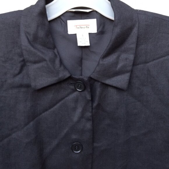 Minimalist Black Irish Linen 90s Style Boxy Jacket 90s Capsule Careerwear - Picture 12 of 12